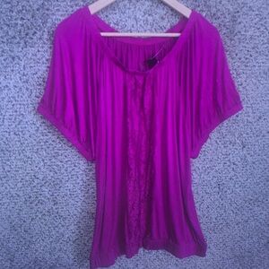 Women’s Fuchsia Short-Sleeve Blouse - Lightweight Fashion Top
